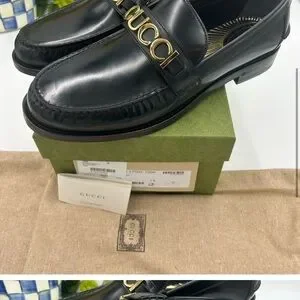 Gucci | Shoes | Mens Gucci Gold Logo Embellished Leather  display picture 1
